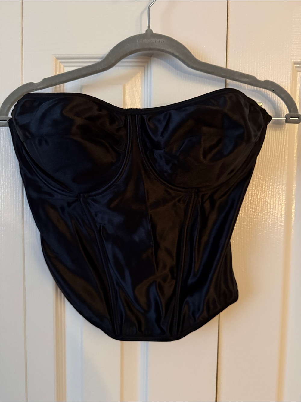 Helena Black Satin Bandeau Bustier